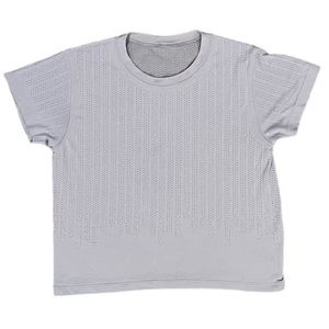 Lululemon pale gray blue perforated cropped short sleeve top